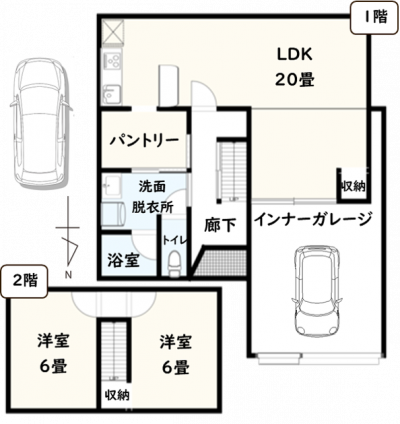 2台目は裏手の月極駐車場を契約できます。
