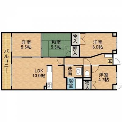 人気の4LDK。一人ひとりの空間も確保できます。