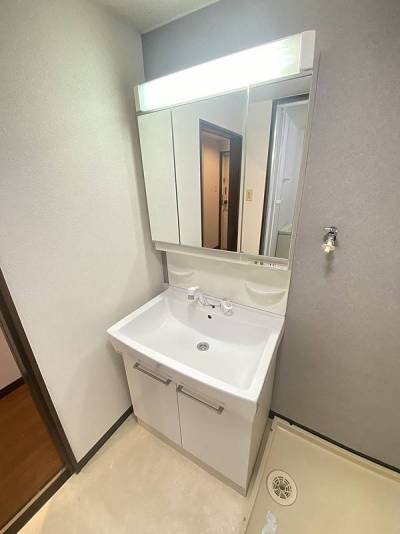 独立洗面台で朝の身支度も快適です