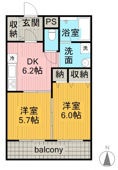 福島県南相馬市 マンションドム大木戸302の間取り図