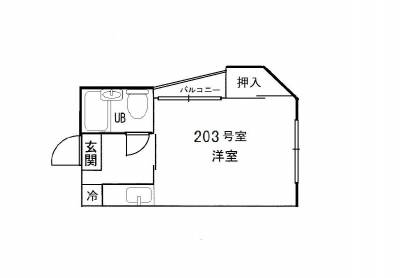 大阪府東大阪市 ぱお１０号　　Relax　Life　瓢箪山203号室の間取り図