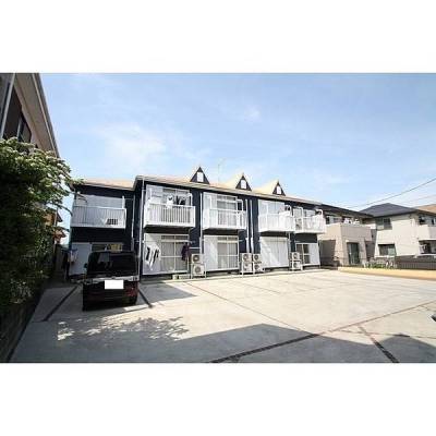 外観②インディゴブルーの爽やかな２F建AP！全戸南向きです！