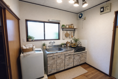 リノベーション済のキッチン♪ガスコンロ、洗濯機もついています