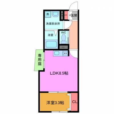 千葉県千葉市中央区 アンジェ本千葉(本千葉駅新築1LDK)101の間取り図