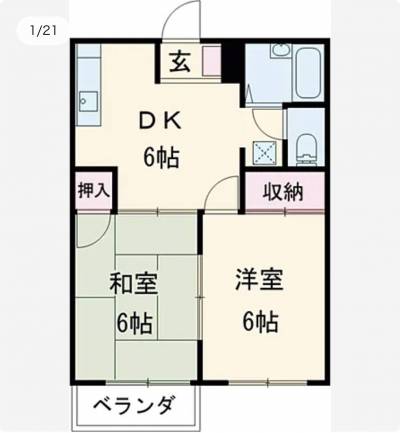 岐阜県岐阜市 ハイツ169Ａ棟・Ｂ棟B203の間取り図
