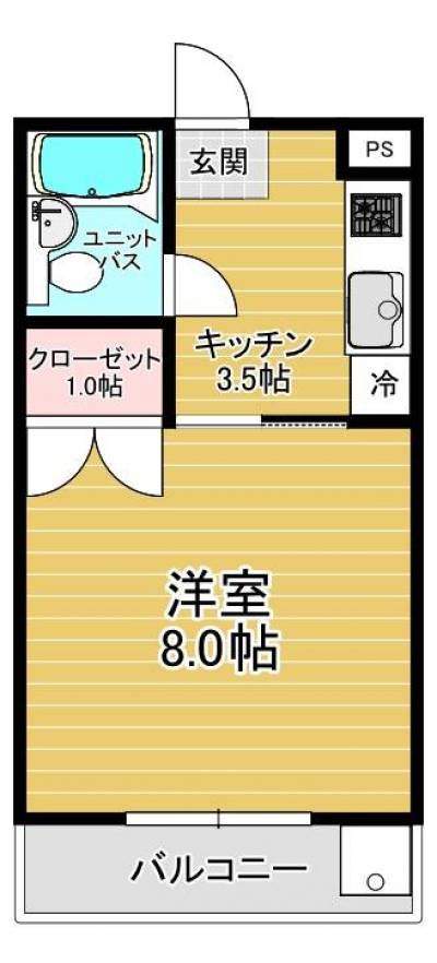 １K物件　インターネット無料　洗濯機置き場はバルコニーです