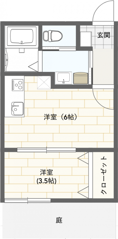 便利な2部屋仕様。もちろん風呂トイレ別