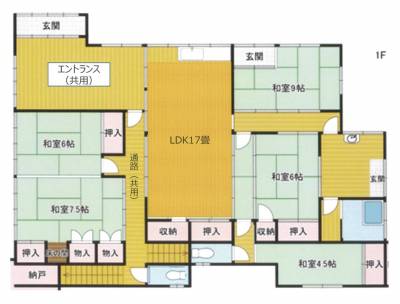 和室4室、共有LDK17畳&amp;S
、洋式トイレ2、浴室、洗面