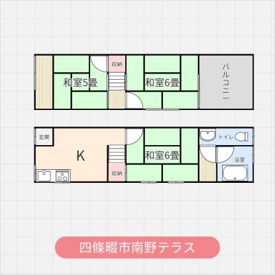 大阪府四條畷市 四條畷南野戸建テラス南野端家の間取り図