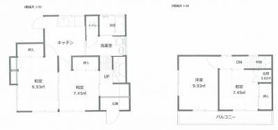 ２ＬＤＫの間取りになります（和室は1部屋にまとめ）
