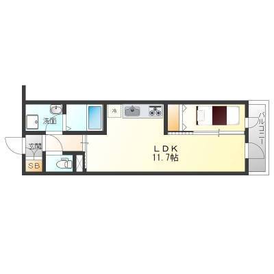 生活に使うLDKを12帖弱と広くとった間取り、ペット飼育最適