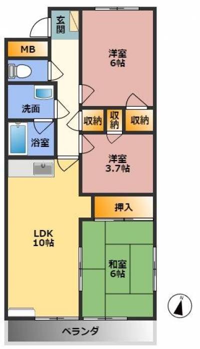 静岡県伊豆市 アリエッタ（旧三田マンション）１０１の間取り図