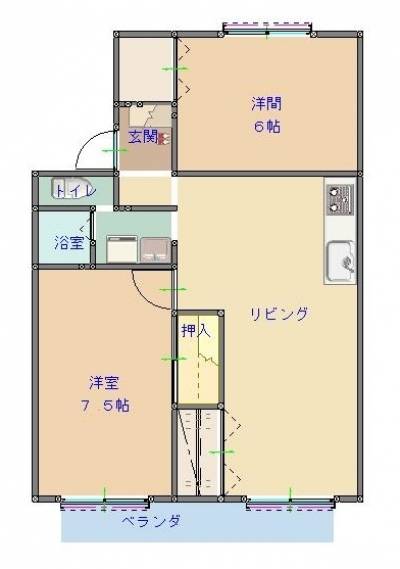 ３DK&rarr;２LDK＋クローゼット