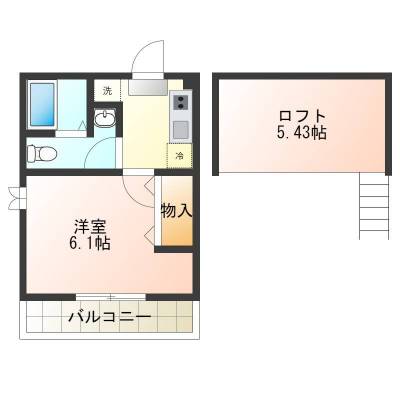 神奈川県横浜市緑区 アザーレ・キュリオス長津田B棟301号室（ロフト付き）の間取り図