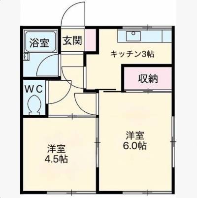 広々2Kで、キッチン・バス・トイレ別となります