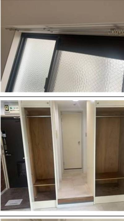 通路を挟んで収納が二つ