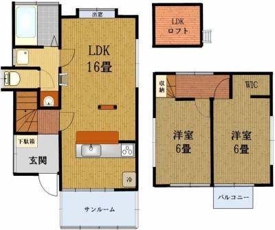 埼玉県春日部市 事業可ペット可アンティークモダン戸建１の間取り図