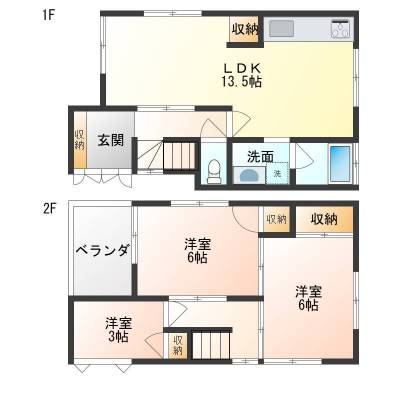 広々3LDK！　2階各部屋独立しており使いやすいです