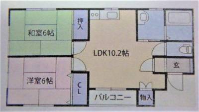 宮城県柴田郡大河原町 リトルハウス２０１の間取り図