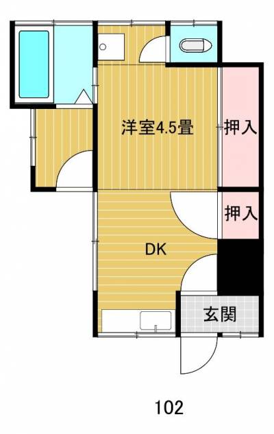 浴室付きで収納も多く住みやすい間取りです。
