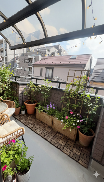 ルーフバルコニーのバーチャルステージングです。