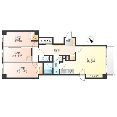 北海道札幌市北区 北斗シティB棟410の間取り図