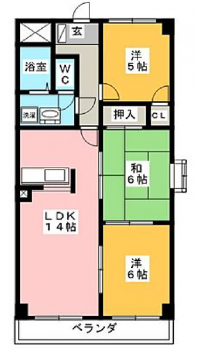 岐阜県岐阜市 メゾンシャンポール402の間取り図