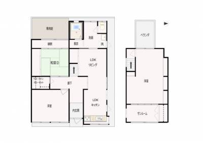 1階:12畳LDK/8洋/4.5和、2階:10洋/3洋