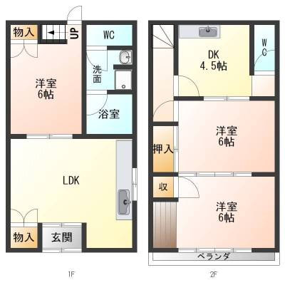 2階洋室2室は、和モダン部屋（畳に新品絨毯対応）