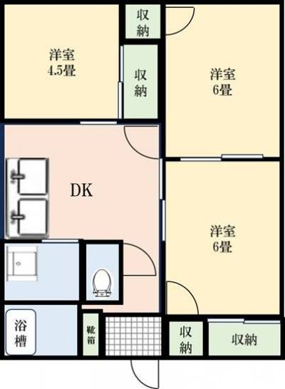 居室3部屋と広々とお使いいただけます。
