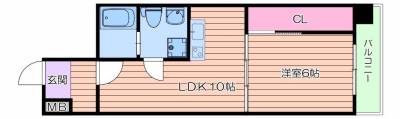 34.88㎡　1LDK　10畳・6畳　フルリノベーション済