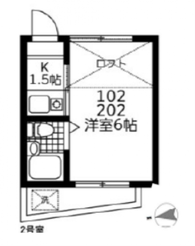 202号室。※現況と図面が異なる場合は現況を優先します。