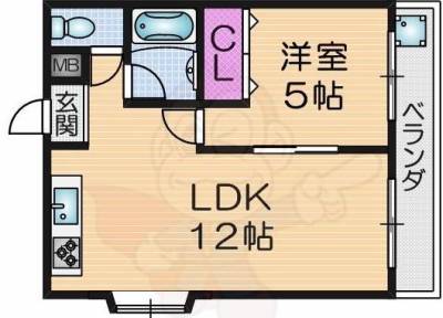 1LDK 間取り図