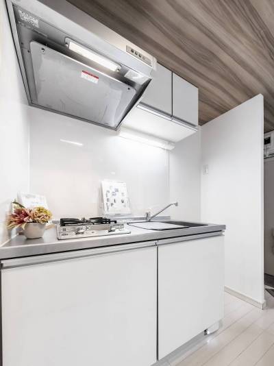 コンロ2口あり。一人暮らしにぴったり