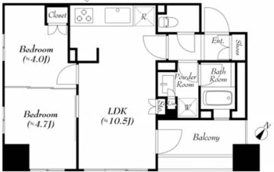 東京都台東区 プレジール入谷604の間取り図