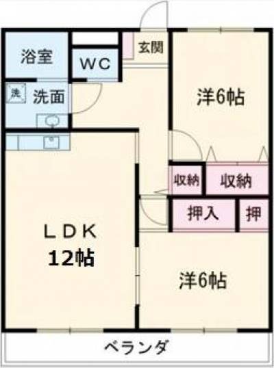 使いやすい2LDK！LDKは12畳もありますので広々♪