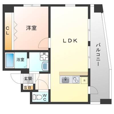 最上階、角部屋の１ＬＤＫ