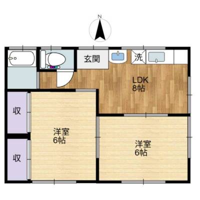 日当たり良好な平屋の2LDK。