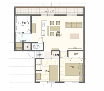 リビング約14畳
南向きベランダ
