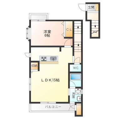50㎡以上の1LDK、ベランダにはペット用シンク備えてます