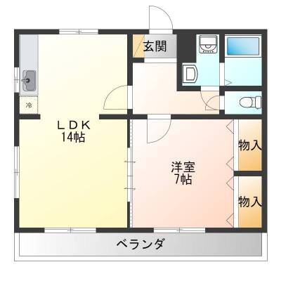 ５０ｍ２弱の１ＬＤＫです。