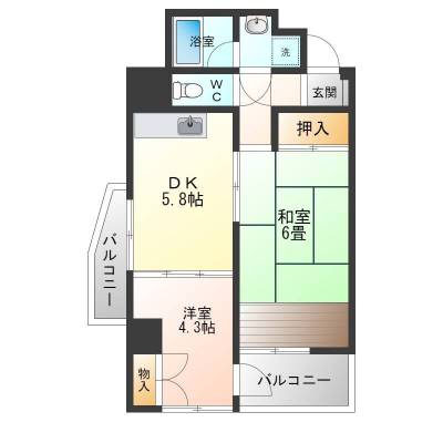 栃木県足利市 カムフォータブル山川306の間取り図