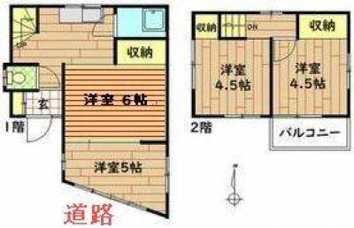 全室洋室、1階はクッションフロア貼り