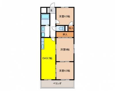 南洋間&hArr;DK間の仕切り戸有無で2DK&hArr;3DK切替可