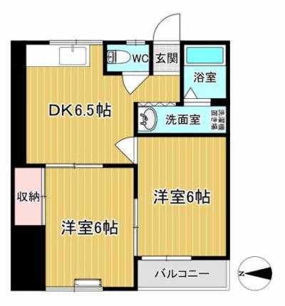 使いやすい振り分けタイプの２DKのお部屋となります！