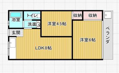 兵庫県神戸市北区 第一永晃ハイツ201号の間取り図