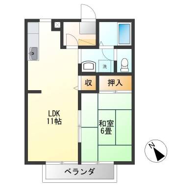 千葉県東金市 タウンコート田間ＣＤＥＦ棟F202の間取り図