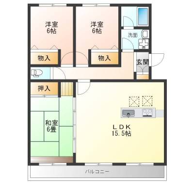神奈川県横浜市青葉区 グリーンヒル藤が丘C213の間取り図