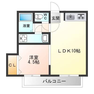 徳島県徳島市 レアオ・プーロ405の間取り図