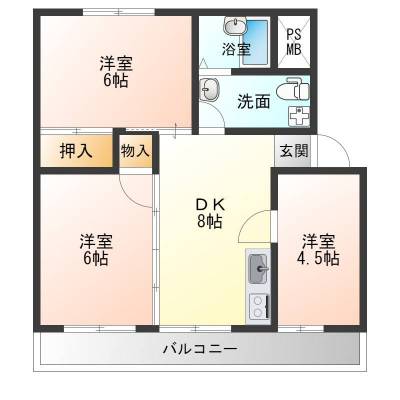 神奈川県横浜市青葉区 グリーンヒル藤が丘A202の間取り図